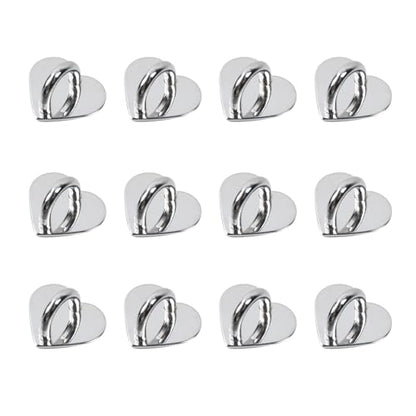 12Pcs Phone Charm Hook Adhesive (Heart-shaped, Silver, Small) - color: Silver (S)