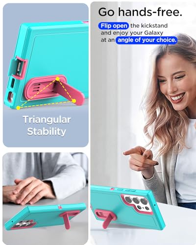 AICase for Samsung Galaxy S25 Ultra Case Built-in Stand,3 in 1 Heavy Duty Drop Protection Full Body Rugged Shockproof Military Protective Tough Durable Cover for Samsung Galaxy S25 Ultra 5G_5 - color: Blue with Stand