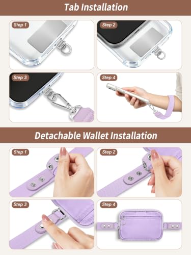 Clip and Go Strap for Phone with Wallet Crossbody Lanyard Purp - color: 1 Pur