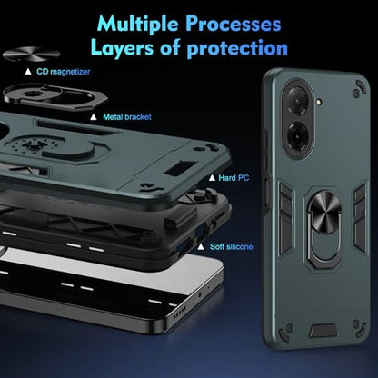 Compatible with Xiaomi Redmi A5 4G Case, Scratch Resistant Magnetism Kickstand for Poco C71 Phone Case Green - color: HY-GZS-green, size: Xiaomi Redmi A5 4G / POCO C71