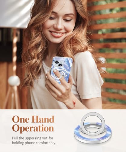 GVIEWIN Magnetic Phone Ring Holder, Compatible with MagSafe Phone Grip - color: Aurora/Azure Blue
