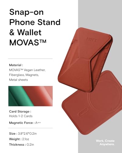 MOFT Magnetic Wallet Stand Compatible with iPhone 18/17/16/15/14/13 Series, Angle Adjustment Magsafe Compatible MOVAS Phone Stand,Clay - color: Clay, size: Standard