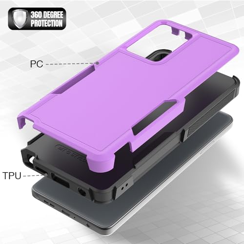 for Moto G Stylus 5G 2024 Case: Dual Layer Protective Heavy Duty Cell Phone Cover Shockproof Rugged with HD Screen Protector - Military Protection Bumper Tough - Motorola Moto G Stylus 5G 2024, Purple - color: Purple (PC) + Black (TPU)