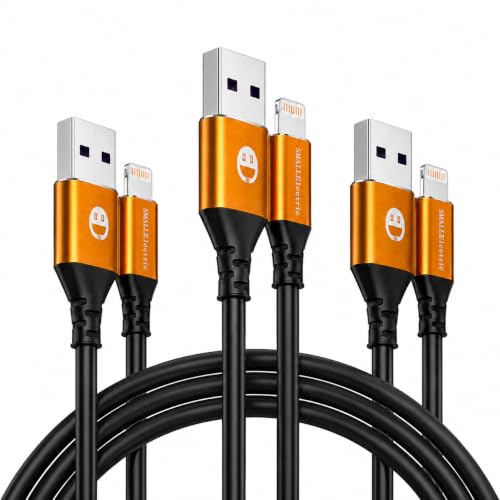 SMALLElectric 3 Pack MFi iPhone Charger 10ft Extra Long Lightning Cable - color: Gold, size: 10 Foot