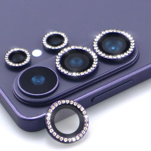 for Samsung Galaxy S26 Ultra Camera Lens Protector, Bling Diamond Metal Ring Tempered Glass Lens Cover, Sparkly Rhinestone Accessories (Violet) - color: Violet
