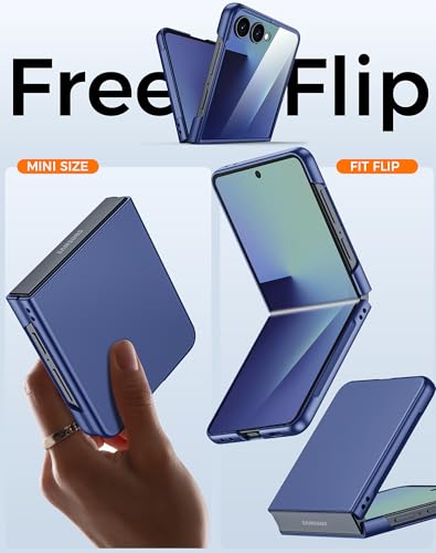 GooseBox for Samsung Galaxy Z Flip 7 Case with Screen Protection,Z Flip 7 Slim HD Clearly Case Ultra-Thin Anti-Scratch Shockproof Phone Case(Blue) - color: Flip7-Blue PYK
