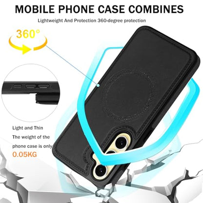 for Samsung Galaxy S26 Plus Wallet Case, 2-in-1 Detachable Magnetic Wallet Case, Card Holder RFID Blocking, Fashionable Faux Leather Card Slot & Folding Design (Black) - color: Black, size: Samsung Galaxy S26 plus