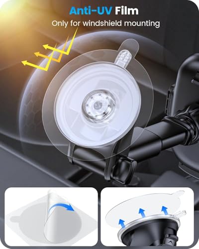 OQTIQ Suction Cup Car Phone Mount for Dashboard and Windshield, Vent Clip