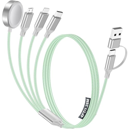 4-in-2 Multi Charging Cable for Apple Watch Charger/iPhone/Galaxy Charger - color: 1-Green, size: 1.2M