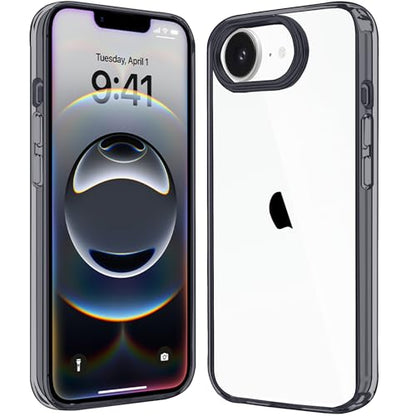 JJGoo for iPhone 17e Case and for iPhone 16e Case Clear, Transparent Shockproof Hard PC Back Protective Cover Bumper Phone Case for iPhone 16e / 17e - color: Black