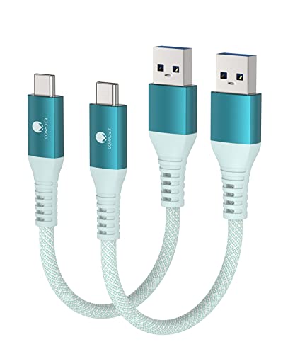 CONMDEX Android Auto USB Cable Short [2ft, 2Pack] 10Gbps, 3A Fast Charging - color: Green, size: 2ft+2ft, style: 2Pack