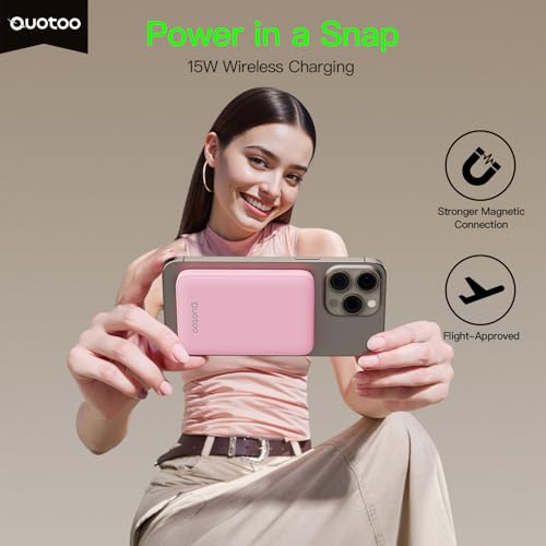 for Magsafe Portable Charger, 5000mAh Slim Wireless Magnetic Power Bank | 20W USB-C Power Delivery,LED Display,Travel Essential for Magsafe Battery Pack Compatible with iPhone 17-12 Series - color: Pink