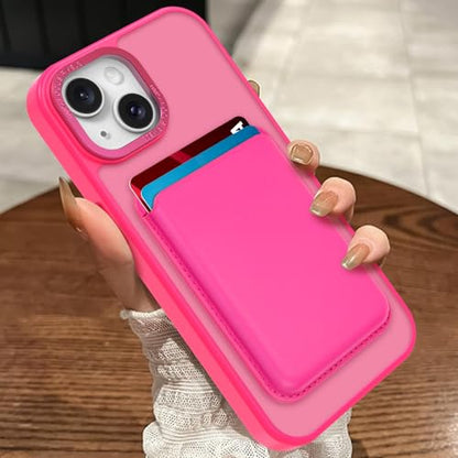 Magnetic Designed for iPhone 14 Case 6.1" 2022, Hot Pink | [Compatible with Magsafe] [with Wallet & Card Holder] [Military Drop Protection] Slim Translucent Matte Phone Case - color: Hot Pink, size: iPhone 14