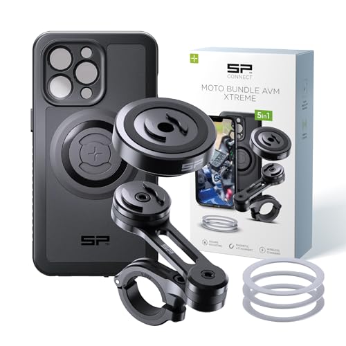 SP CONNECT Moto Bundle II AVM Xtreme | SPC+ |Compatible with iPhone 13 Pro | Phone Mount for Motorcycle | Motorcycle Phone Holder | Handlebars - style: for iPhone 13 Pro