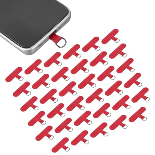 uxcell 36pcs Phone Tether Tab, Universal Phone Lanyard Patch T Shape Cell Phones Strap Replacement Part for Most Smartphone Cases, Red - color: Red