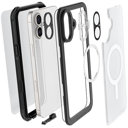 Ghostek Nautical Waterproof Apple iPhone 16 Plus Case with Holster Belt Clip - Screen and Camera Protector, MagSafe Compatible, Rugged Heavy Duty Cover (6.7 Inch, Clear) - color: Clear, size: iPhone 16 Plus
