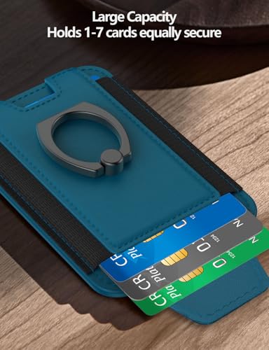for Magsafe Wallet with Grip, 6-Card Holder; Stronger Magnetic Phone Wallet - color: Midnight Blue