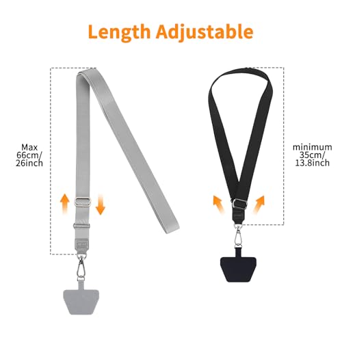 CACOE Phone Lanyard, Black+Gray, 2 Pack - color: Black+gray, size: 21.65"