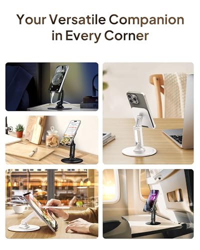 COOPER 360° Stand, Rotating Cell Phone Stand for Desk | Sturdy Metal Base, Foldable, Portable | Cell Phone Holder for Desk (Cream White) - color: 1 Pack - Cream White