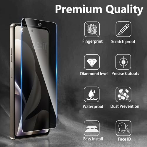 3 Pack Privacy Screen Protector Designed for Motorola Moto G 5G 2026 / Moto G Play 2026 / Moto G Power 2026,Full Coverage Anti-Spy Tempered Glass Film,9H Hardness,Anti-Fingerprint,Bubble Free - size: Moto G Power 2026 FK3