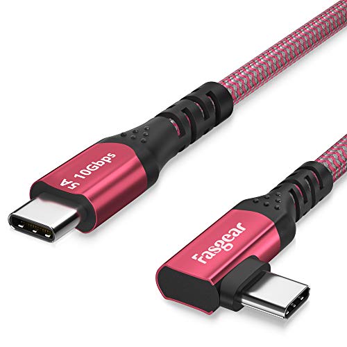 Fasgear USB C to USB C Cable 90 Degree, 3ft, Red - color: 1 Pack Red, size: 3ft