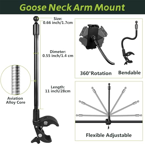 Tablet Holder Mount, Adjustable Gooseneck Arm Clamp for Treadmill/Indoor Cycle/Stroller/Wheelchair/Boat, Compitable with 4.7-13" Tablet/Phone/Kindle/Switch