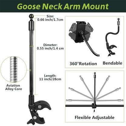 Tablet Holder Mount, Adjustable Gooseneck Arm Clamp for Treadmill/Indoor Cycle/Stroller/Wheelchair/Boat, Compitable with 4.7-13" Tablet/Phone/Kindle/Switch