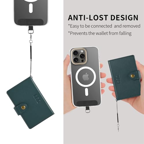 for Apple Magsafe Wallet,PU Leather Magnetic Wallet for iPhone 17/16/15/14/13/12 pro Max/Mini/plus,6 Card Holders with RFID Blocking (Dark green) - color: Dark green