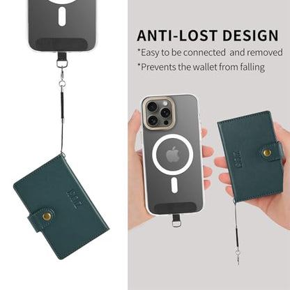 for Apple Magsafe Wallet,PU Leather Magnetic Wallet for iPhone 17/16/15/14/13/12 pro Max/Mini/plus,6 Card Holders with RFID Blocking (Dark green) - color: Dark green
