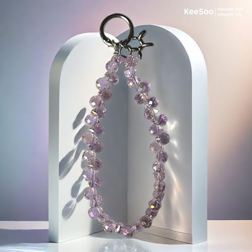 Pink Pure Shine Crystal Original Design Phone Charm with 2 Tether Tabs – Stylish, Durable, and Hands-Free Phone Chain – Compatible with iPhone, Samsung, Pixel & More - color: 05 Pink Pure Shine Crystal
