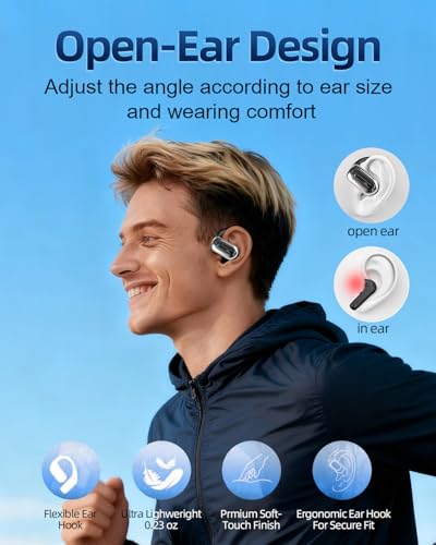 Open Ear Bluetooth 5.4 Headphones with Ergonomic Ear Hook