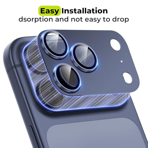 2-Pack for iPhone 17 Pro Max Camera Lens Protector - [Not Easy to Break] [Strong Adsorption] [Case-Friendly] Metal Aluminum Alloy Tempered Glass Rear Camera Screen Protector - Deep Blue - size: 17 Pro Max Blue