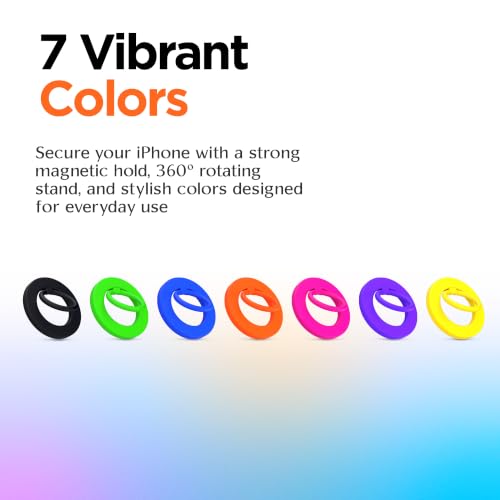 FELONY CASE - Neon Orange Ring Grip and Stand - Version 2.0- Improved Stronger Magnet, Magnetic Phone Ring Holder for MagSafe Compatible iPhone 17, 16, 15, 14, 13, 12, Pro, Pro Max Air-Drop Protection - color: Neon Orange