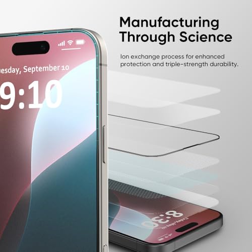 FLOLAB NanoArmour ONETIME MAX for iPhone 16 Pro Matte Screen Protector, Anti Glare, Anti-Rainbow, Tempered Glass,Infinity Edge, Edge Reinforced, Easy Install, Dust-Free, Smooth as Butter - size: iPhone 16 Pro