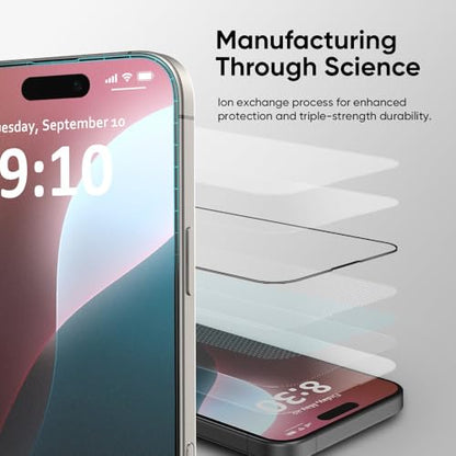 FLOLAB NanoArmour ONETIME MAX for iPhone 16 Pro Matte Screen Protector, Anti Glare, Anti-Rainbow, Tempered Glass,Infinity Edge, Edge Reinforced, Easy Install, Dust-Free, Smooth as Butter - size: iPhone 16 Pro
