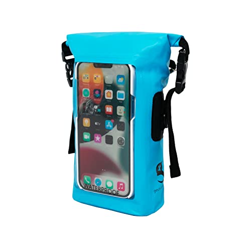 geckobrands Waterproof Phone Tote with 2L Dry Bag and Adjustable Strap – Protect Your Phone and Valuables While on The Go - color: Neon Blue