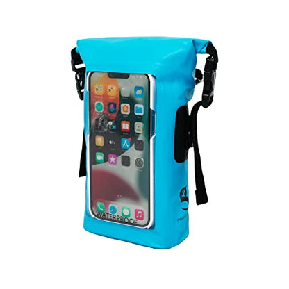 geckobrands Waterproof Phone Tote with 2L Dry Bag and Adjustable Strap – Protect Your Phone and Valuables While on The Go - color: Neon Blue