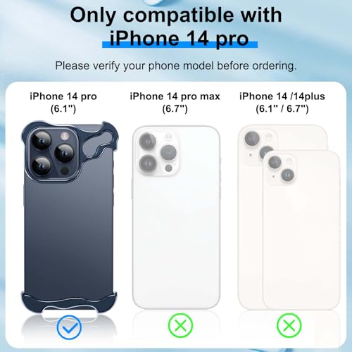 Frameless Phone Case Crafted for iPhone 14 Pro Blue - color: Aluminum Blue, size: iPhone 14 Pro