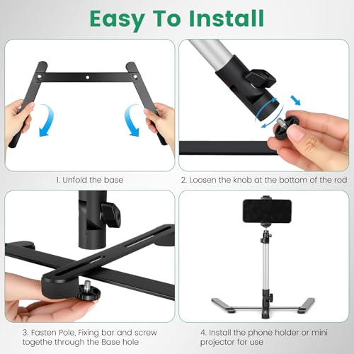 Overhead Tripod for Mini Projector, 360° Adjustable Overhead Phone Mount
