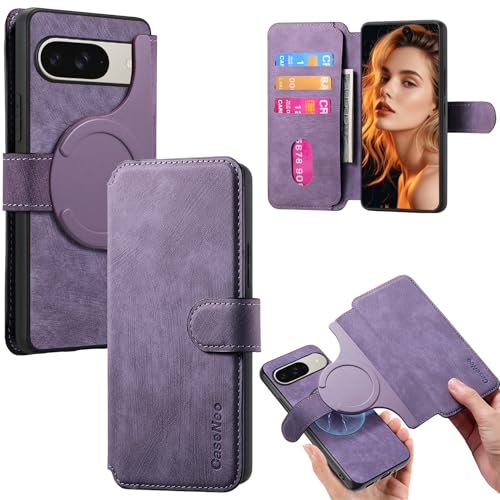 2 in 1 Detachable Wallet Case for Google Pixel 10 Pro XL CMG Purple | PU Leather Magnetic Flip Folio Case with RFID Blocking Card Holder, Credit Card Slots Kickstand, Shockproof Protective Cover - color: Purple, size: Google Pixel 10 Pro XL