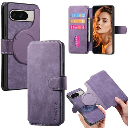 2 in 1 Detachable Wallet Case for Google Pixel 10 Pro XL CMG Purple | PU Leather Magnetic Flip Folio Case with RFID Blocking Card Holder, Credit Card Slots Kickstand, Shockproof Protective Cover - color: Purple, size: Google Pixel 10 Pro XL