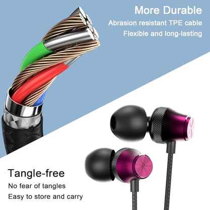 USB C Headphones Wired Earbuds for iPhone 18 Pro Max 17/Samsung S26 - color: Red