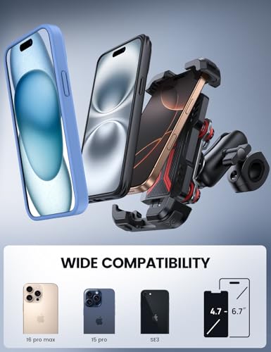 Lamicall Motorcycle Phone Mount Holder with Dual Vibration Dampener - color: Red