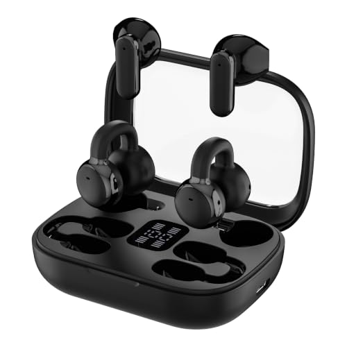 RCA EarSwitch Pro 4-in-1 Duo TWS Wireless Earbuds, Bluetooth 5.4 Open-Ear & in-Ear Dual Buds with LED Charging Case, Touch Control, Built-in Mic, 6H Playtime for Sport & Office (Black) - color: Black