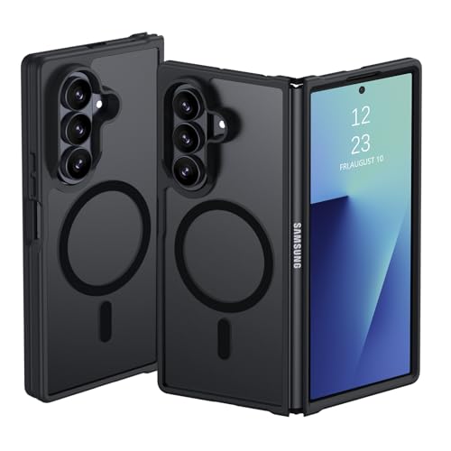 DUEDUE for Samsung Galaxy Z Fold 7 Case Magnetic[Compatible with MagSafe], Dual Layer Anti-Scratch Shockproof Cover Slim Full Protective Phone Case for Galaxy Z Fold 7 8", Black - color: Black