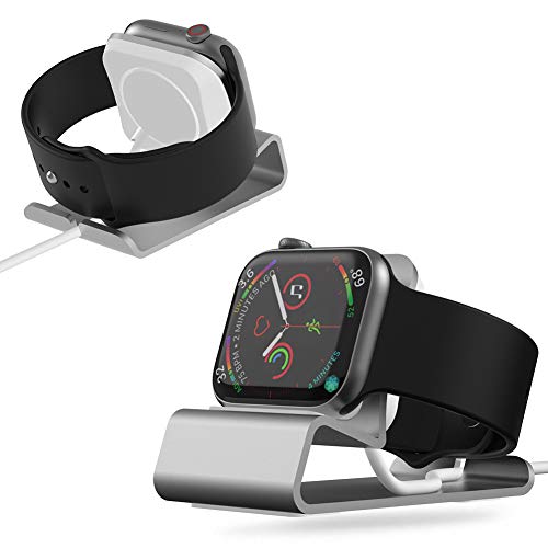 Sincetop Compatible with Apple Watch Charger Stand Ultra 2/Ultra/SE/9/8/7/6/5/4/3/2/1, Aluminum iWatch 49 45 41 44 40 42 38 Charging Holder Dock Nightstand Mode-Magnetic Charger not Included-Silver - color: Silver