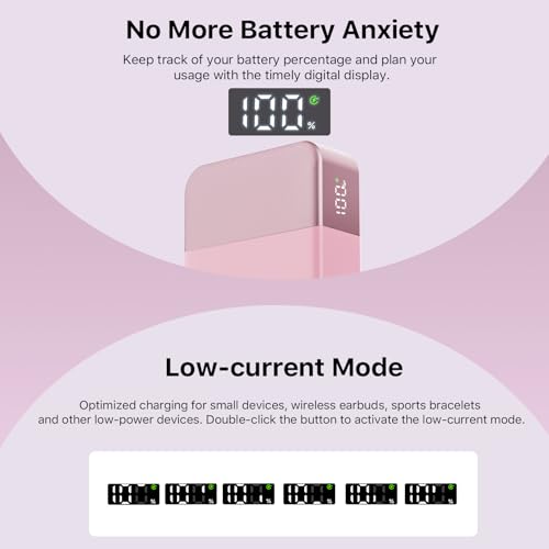 NOBIS 65W 20000mAh Portable Charger Power Bank Fast Charging - color: Pink