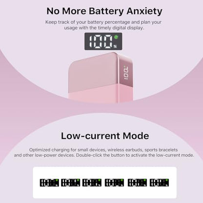 NOBIS 65W 20000mAh Portable Charger Power Bank Fast Charging - color: Pink