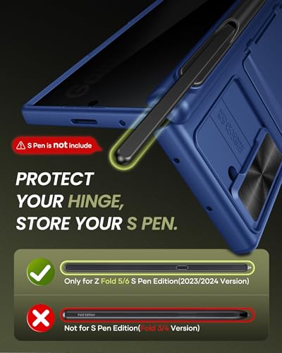 for Samsung Galaxy Z Fold 6 Case with Privacy Screen Protector, Blue - color: Blue-Y