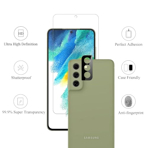 Ailun Glass Screen Protector for Galaxy S21fe 3Pack + 2Pack Camera Lens Tempered Glass Fingerprint Unlock Compatible 0.33mm Ultra Clear Anti-Scratch Case Friendly | Tempered Glass, Fingerprint Unlock Compatible, 0.33mm Ultra Clear, Anti-Scratch, Case Frie